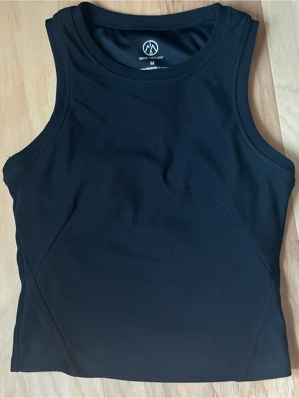 Black Ribbed Active Tank Top | Built-In Padding | Size M